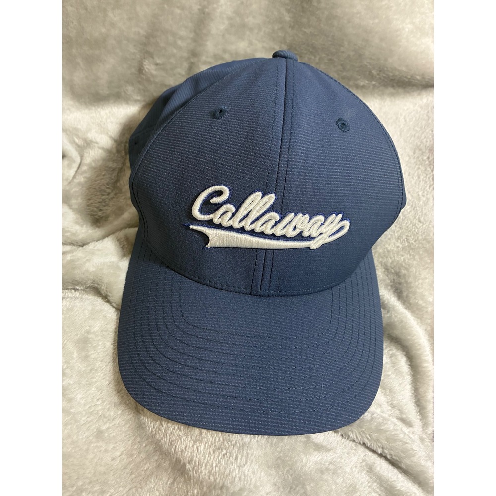 Callaway Golf Hat Blue Flexfit 110 Snapback Script Logo Adjustable Baseball Cap